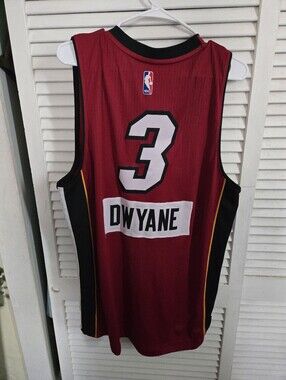 adidas MIAMI HEAT #3 Red Basketball Jersey with Black & Yellow Trim
